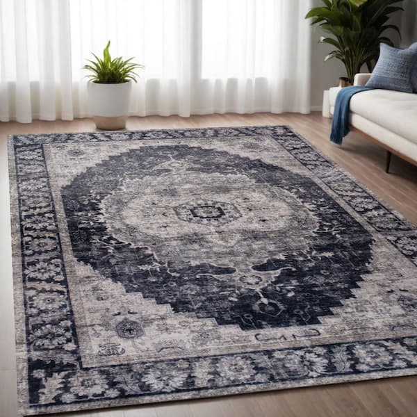 5 ft. x 8 ft. Black and Gray Oriental Area Rug