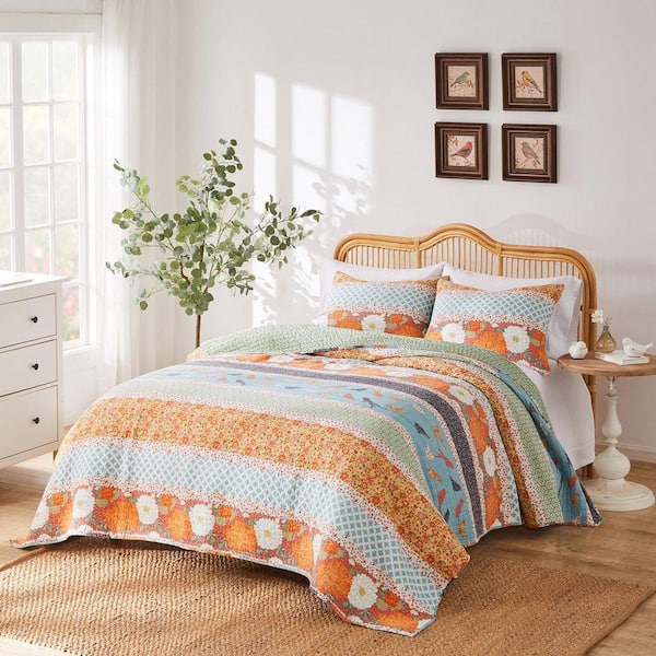 Greenland Home Fashions Carlie Contemporary Floral Calico Stripe 2