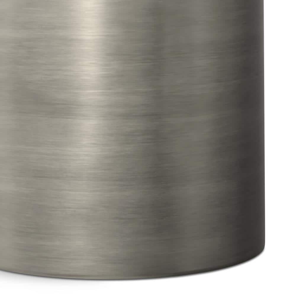 Antique Silver Smooth Finish Round Metal Side Table
