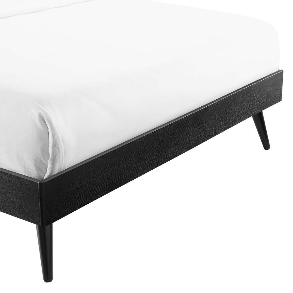 Margo Black Full Wood Platform Bed Frame with Upholstered Headboard