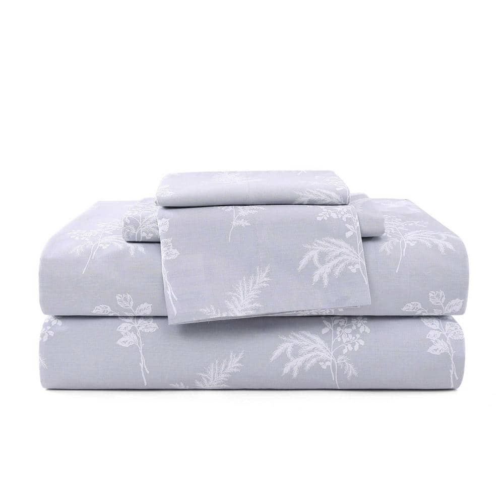 Foliage 3-Piece Grey Cotton Twin Sheet Set price history on PriceWatchPro
