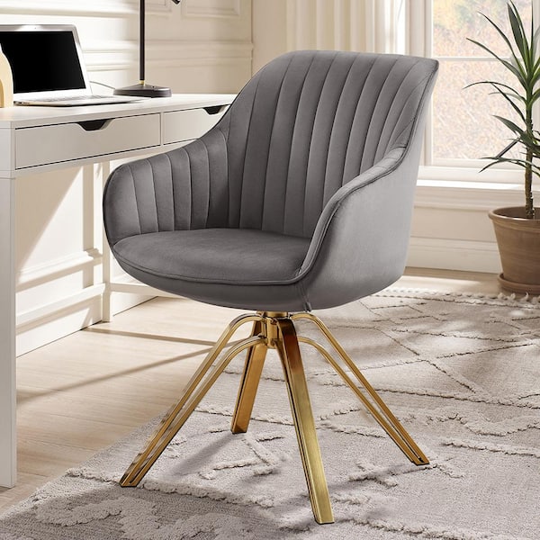 Art Leon Gray Fabric Arm Chair with Swivel (Set of 1)