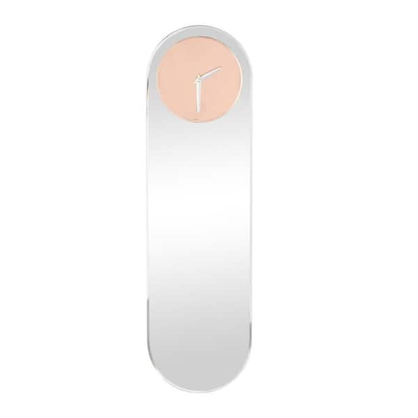 Litton Lane 28 in. Silver Glass Wall Clock with Pink Clock Face
