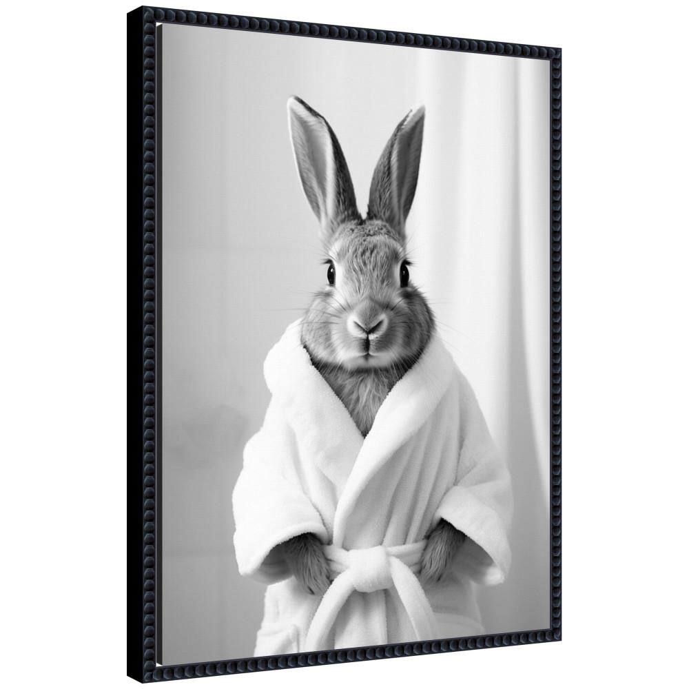 "Sylvie ""Bunny Bathroom Art Towel Robe"" by The Creative Bunch Studio Beaded Black Framed Art Print 18 in. x 24 in." price history on PriceWatchPro