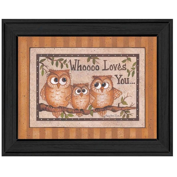 HomeRoots Charlie Whoooo Loves You 1-Piece Framed Wall Art 14 in. x 18 in.