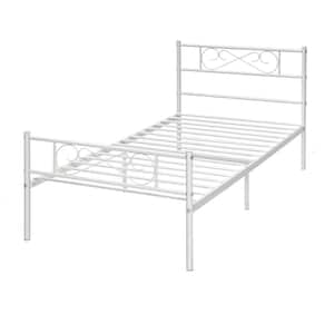 White Twin Bed Frame with Headboard Footboard
