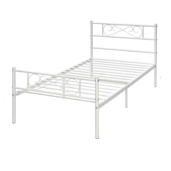 Lusimo White Twin Bed Frame With, Bed Frame Size For Twin