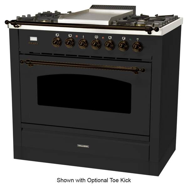 Hallman 36 in. 3.55 cu. ft. Single Oven Dual Fuel Italian Range True  Convection,5 Burners, LP Gas, Bronze Trim/Matte Graphite HDFR36BZMGLP - The  Home Depot