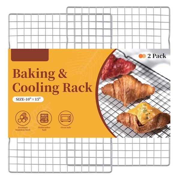 Stainless Steel Silver 2-Pack Cooling Rack for Baking and Cooking, Oven and Dishwasher Safe