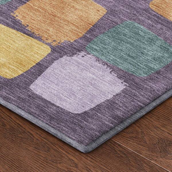 Mayfield Premium Machine Washable Abstract AMF2501 Purple 10 ft. x 14 ft. Area Rug