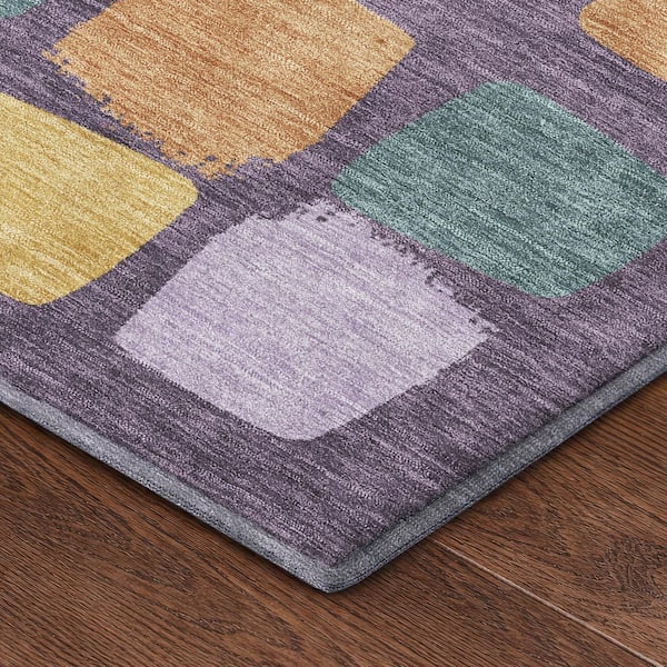 Mayfield Premium Machine Washable Abstract AMF2501 Purple 9 ft. x 12 ft. Area Rug