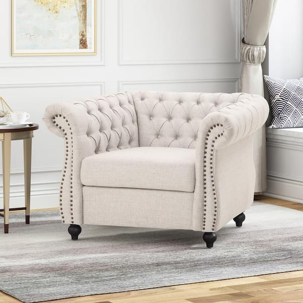 Noble House Westminster Beige Nailhead Trim Club Chair