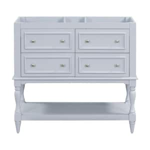 35.51 in. W x 17.87 in. D x 33 in. H Bath Vanity Cabinet without Top in Blue with 4 Drawers and Open Shelf