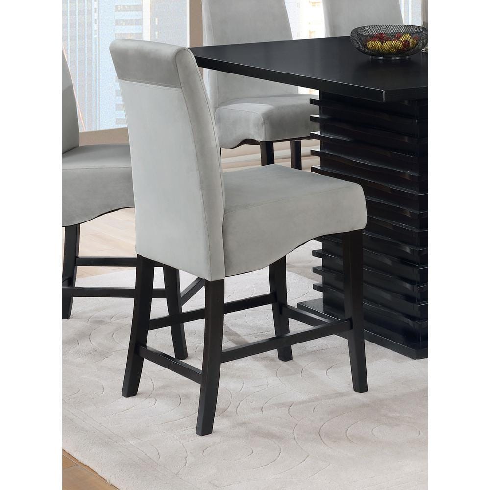Flared Back Upholstered Counter Height Chairs in Gray and Black