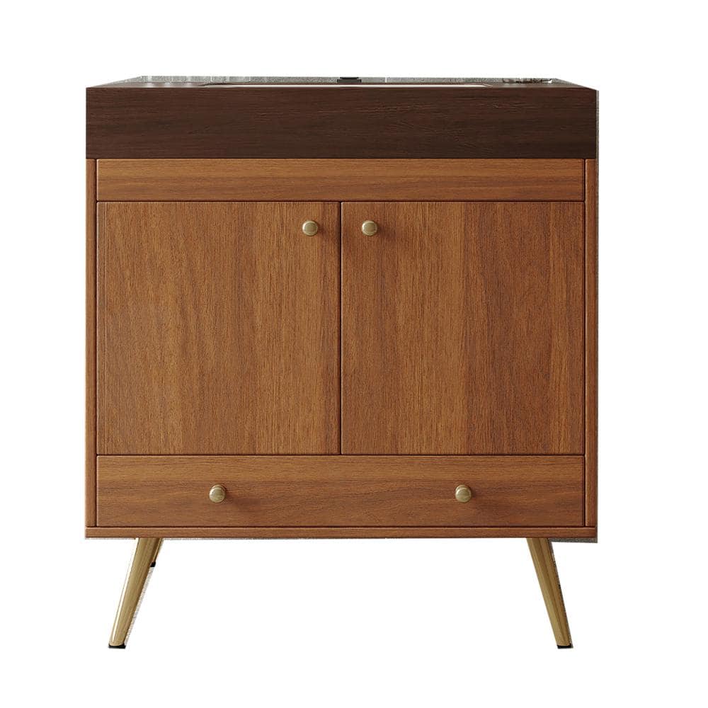 30 in. Single Sink Freestanding Brown Bath Vanity with Walnut Sintered Stone Top Unassembled price history on PriceWatchPro
