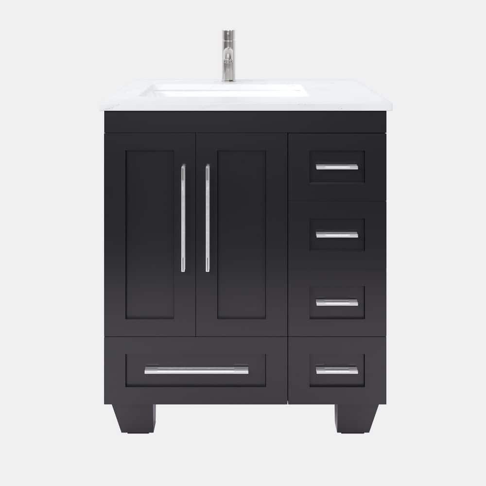 Loon 28 in. Single Sink Espresso Bath Vanity with White Carrara Quartz Top (Assembled) price history on PriceWatchPro