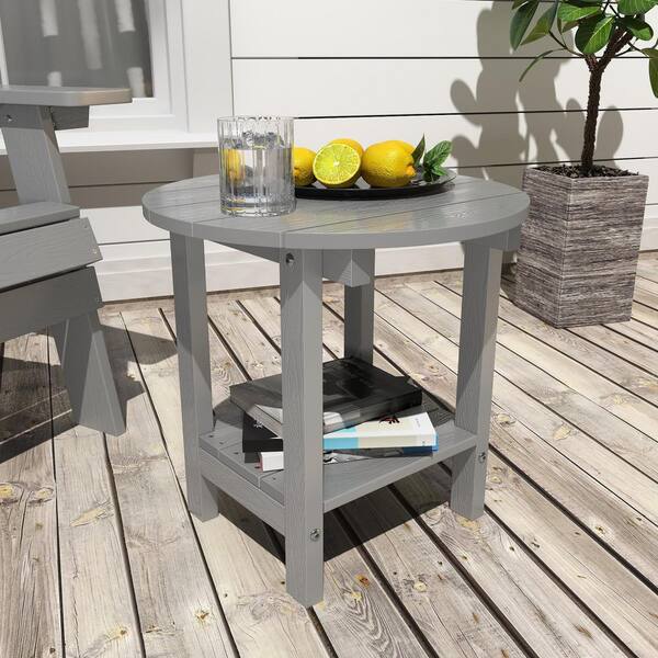 Mximu 17-5/8 in. H Grey Round Plastic Outdoor Patio Adirondack