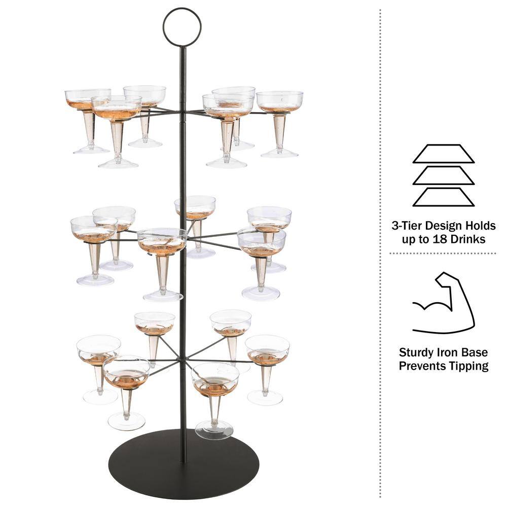 Lavish Home Black 3-Tier Iron Cocktail Tree Stand