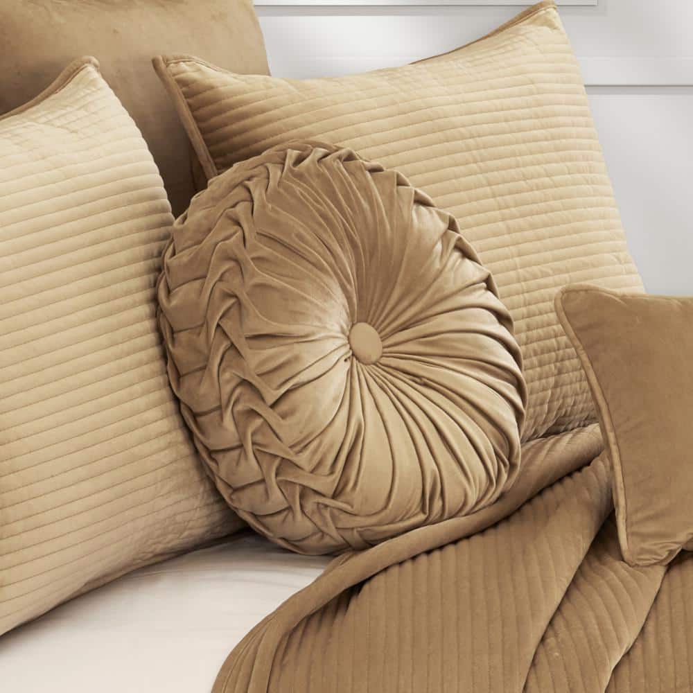 Patriotic Round Velvet Tufted Throw Pillow