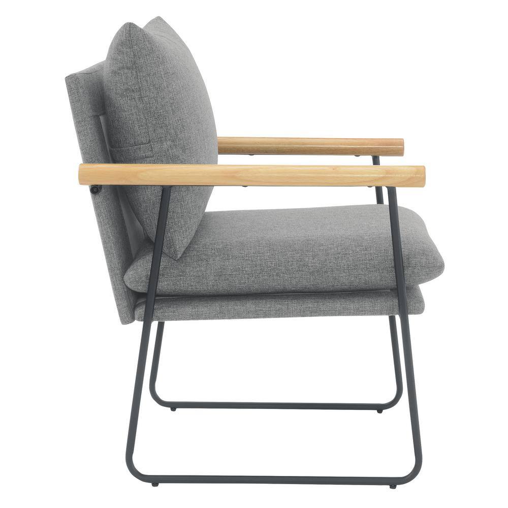 Charcoal Metal Contemporary Accent Chair with Padded Cushion