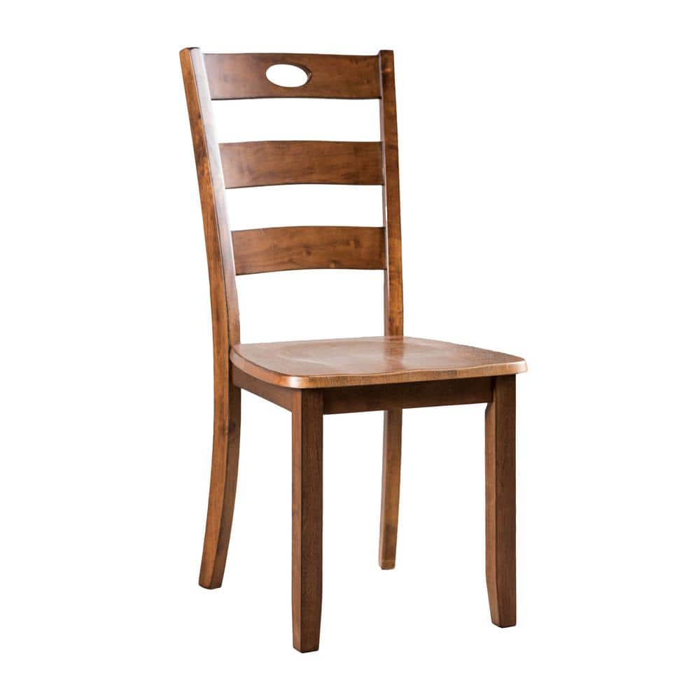 Walnut Solid Wood 5-Piece Dining Set with Slat Back Chairs