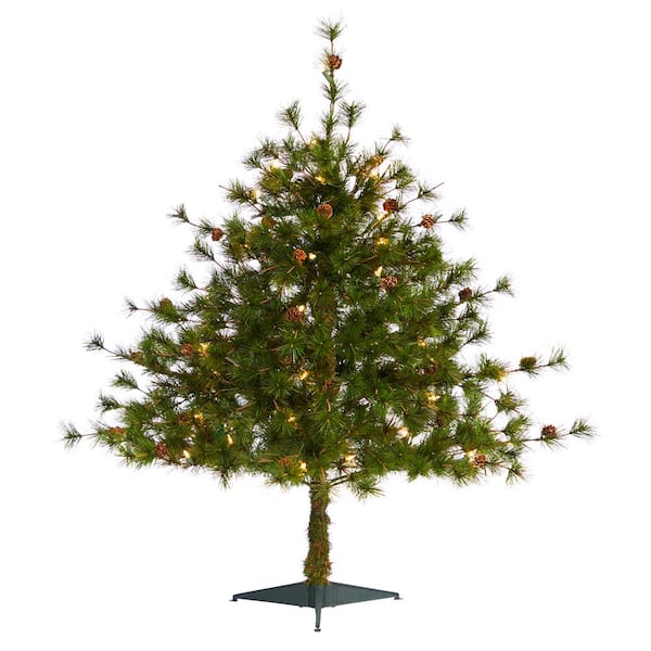 3 ft. Colorado Mountain Pine Artificial Christmas Tree with 50 Clear Lights, 171 Bendable Branches and Pine Cones