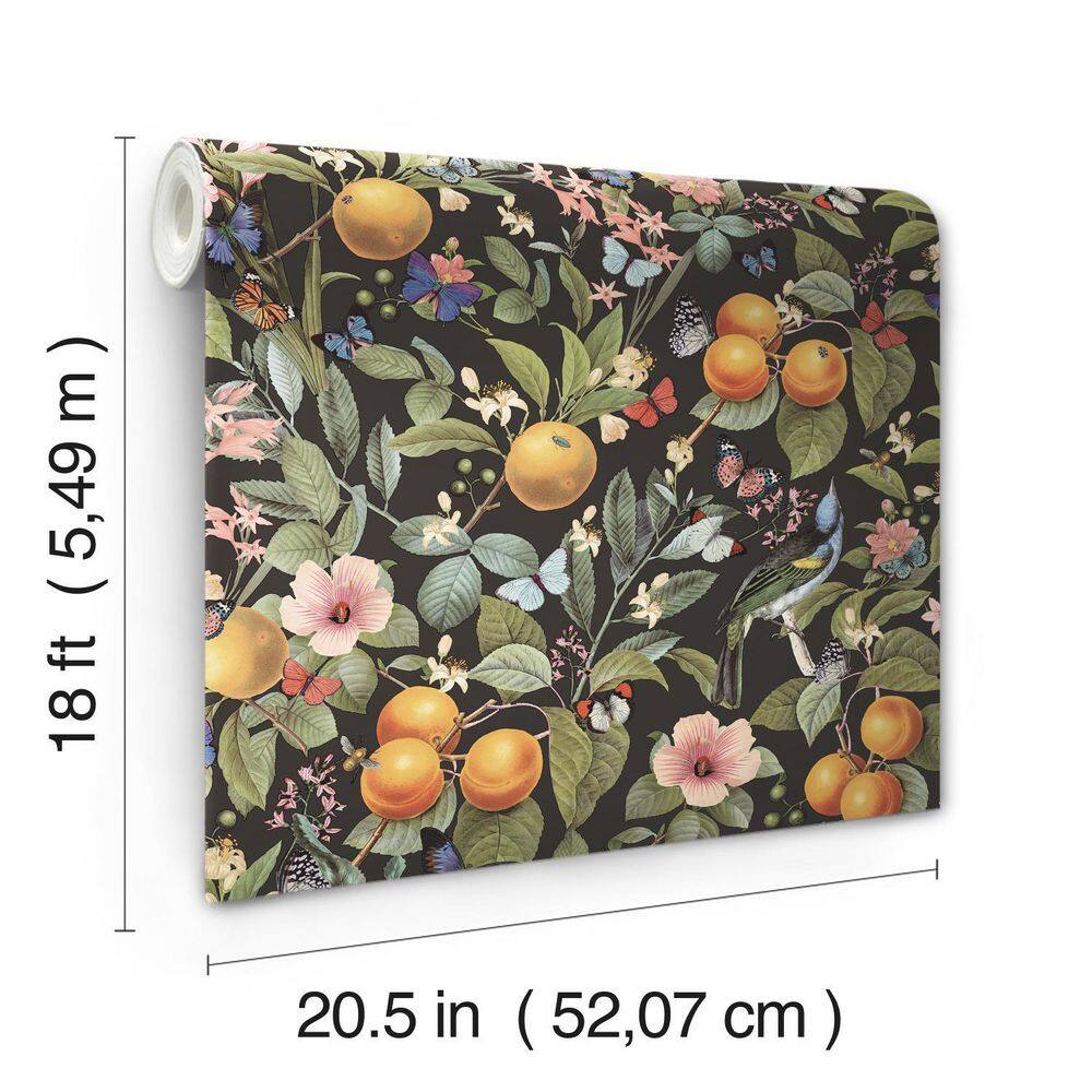 Citrus Botanical Floral Peel and Stick Wallpaper, 20.5" x 18ft