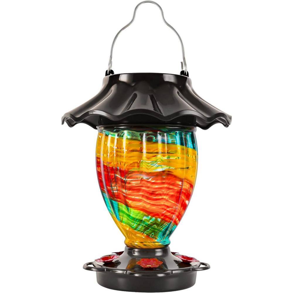 32 fl. oz. Muti-Colored Color Changing Hand Blown Glass Reservoir Hummingbi