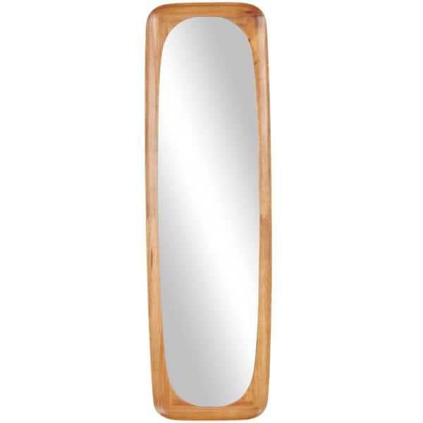 Litton Lane 71 in. H x 21 in. W Oval Minimalistic Oval Framed Brown Wall Mirror