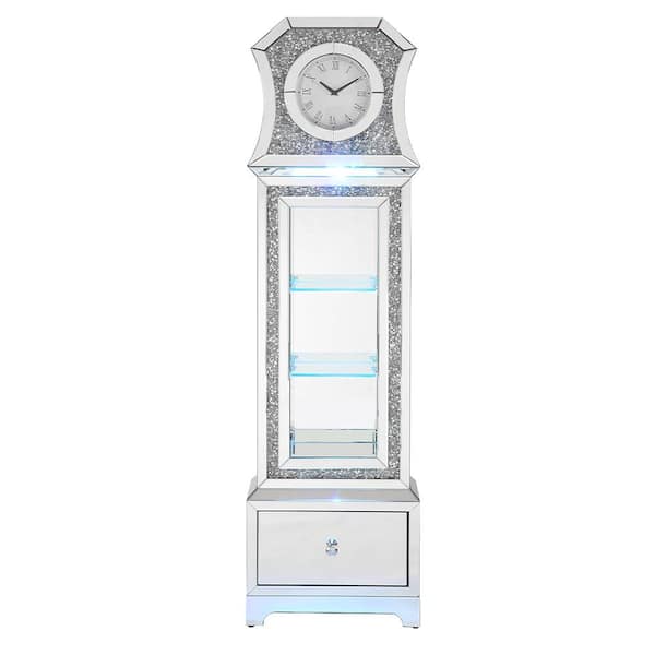 Acme Furniture Noralie Grandfather Clock with LED in Mirrored