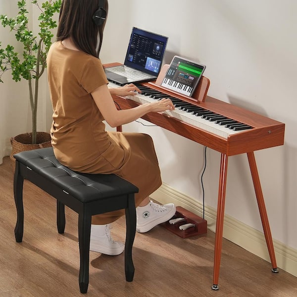 Weighted Digital Piano 88 Key Fully Weighted Keys Electric Piano Dual Keyboard and Speakers 4-Legged Piano Stand