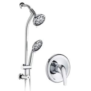 5-Spray Patterns with 1.8 GPM 5 in. Wall Mount High Pressure Round Dual Shower Heads in Chrome (Valve Included)