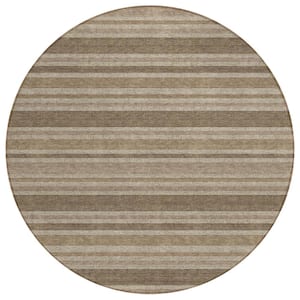 Chantille ACN531 Taupe 8 ft. x 8 ft. Round Machine Washable Indoor/Outdoor Geometric Area Rug