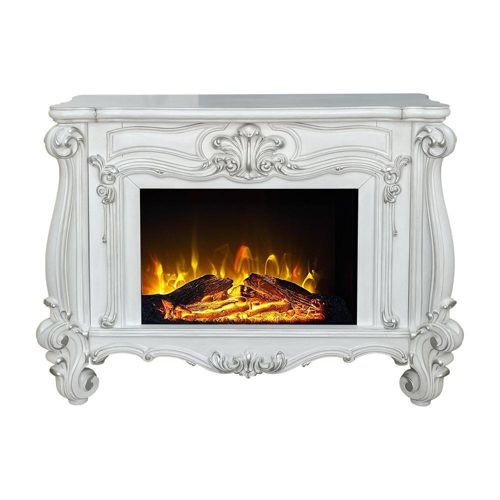 Bone White Traditional Freestanding Electric Fireplace