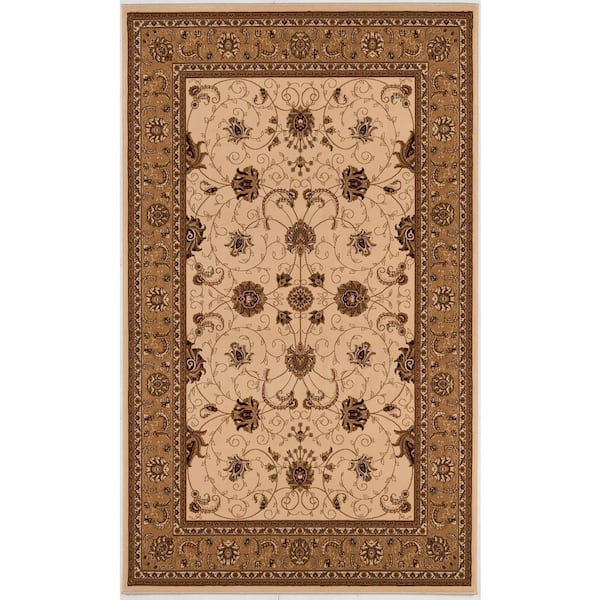 Majestic Traditional Cream Beige 2 ft. 3 in. x 5 ft. Doormat Area Rug Entrance Floor Mat