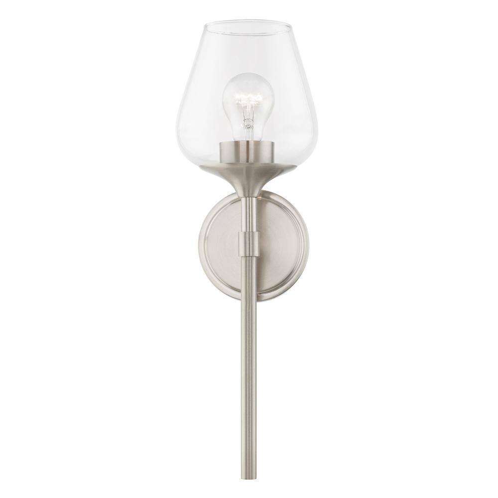 Brushed Nickel Vanity Sconce with Clear Glass Shade