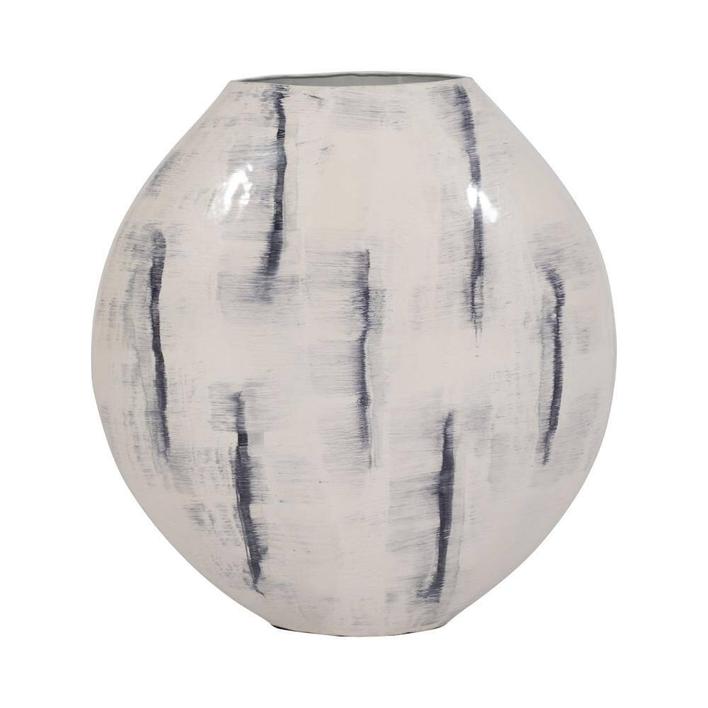 20 in. White Metal Round Enameled Decorative Vase price history on PriceWatchPro
