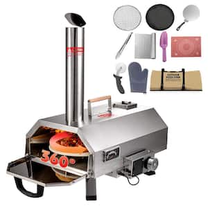 12 in. Semi-Automatic Pellet Outdoor Pizza Oven in Silver with Timer, Built-in Thermometer, Pizza Cutter and Carry Bag