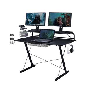 47.25 in. Rectangular Black Computer Desk with Keyboard Tray