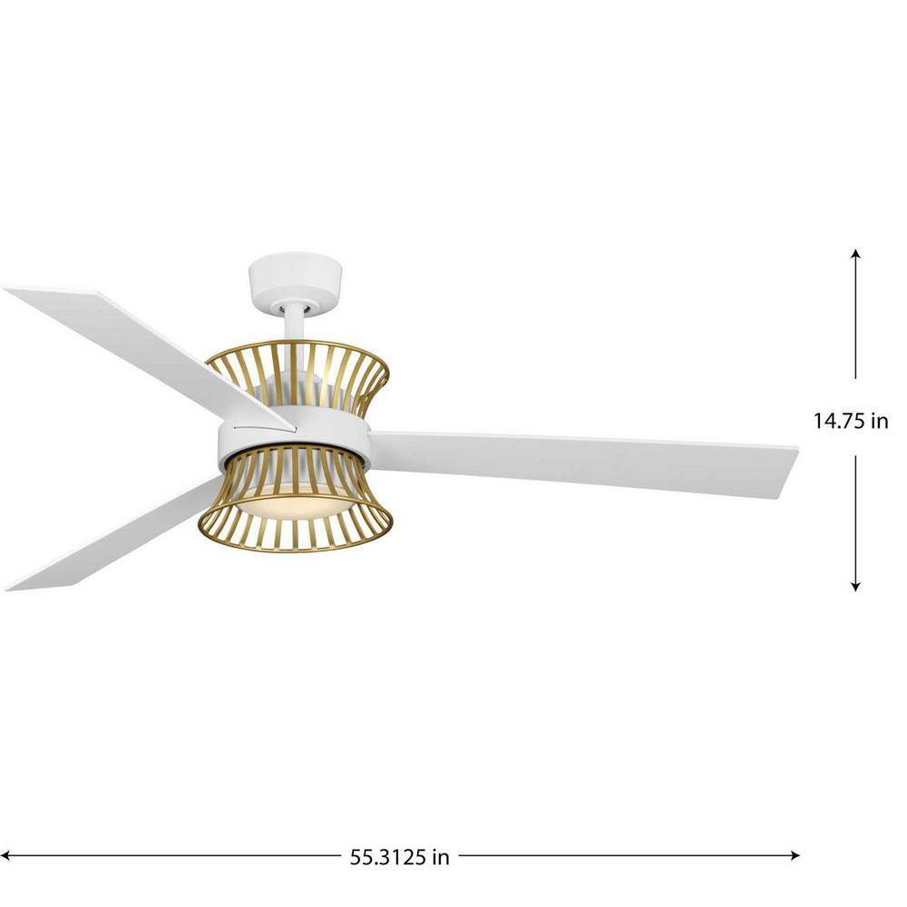 Satin White 56" LED Ceiling Fan with Remote and Light