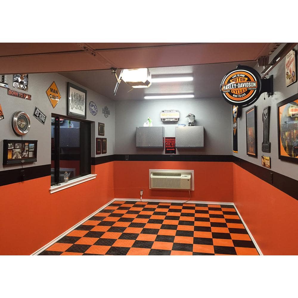 Heavy Duty Orange Diamond Plate Interlocking Garage Floor Tiles