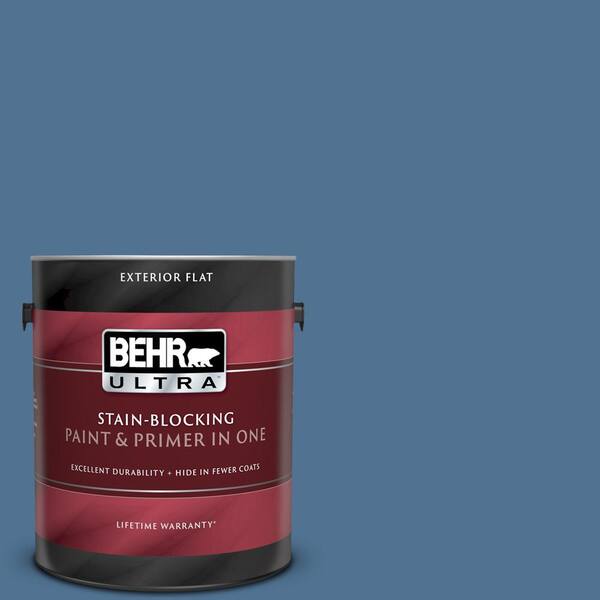 BEHR ULTRA 1 gal. #UL240-19 Laguna Blue Flat Exterior Paint and Primer in One