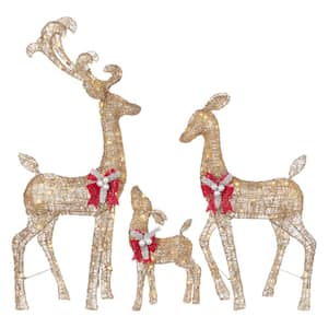 3-Piece Warm White LED Gold Deer Family Holiday Yard Decoration