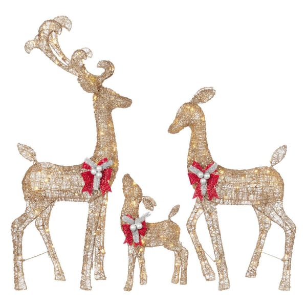 Home Accents Holiday 3-Piece Warm White LED Gold Deer Family ...