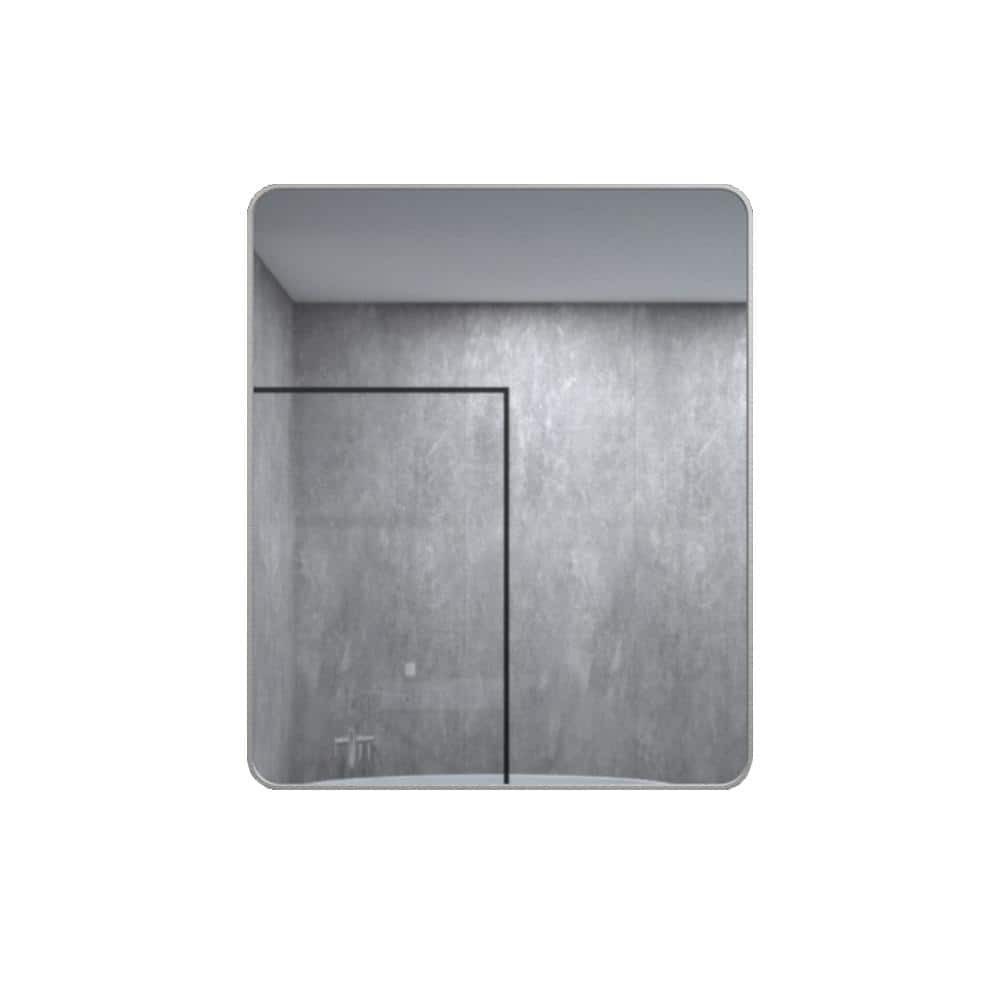 Brushed Nickel 30 in W x 36 in. H Modern Rectangle Aluminum Framed Mirror W