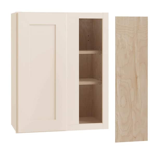 Home Decorators Collection Newport 24 in. W x 12 in. D x 30 in. H Assembled Plywood Blind Wall Kitchen Cabinet in Blended Cream with Soft Close RH