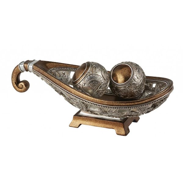 HomeRoots Resin Bowl with Orbs Decorative Sculpture