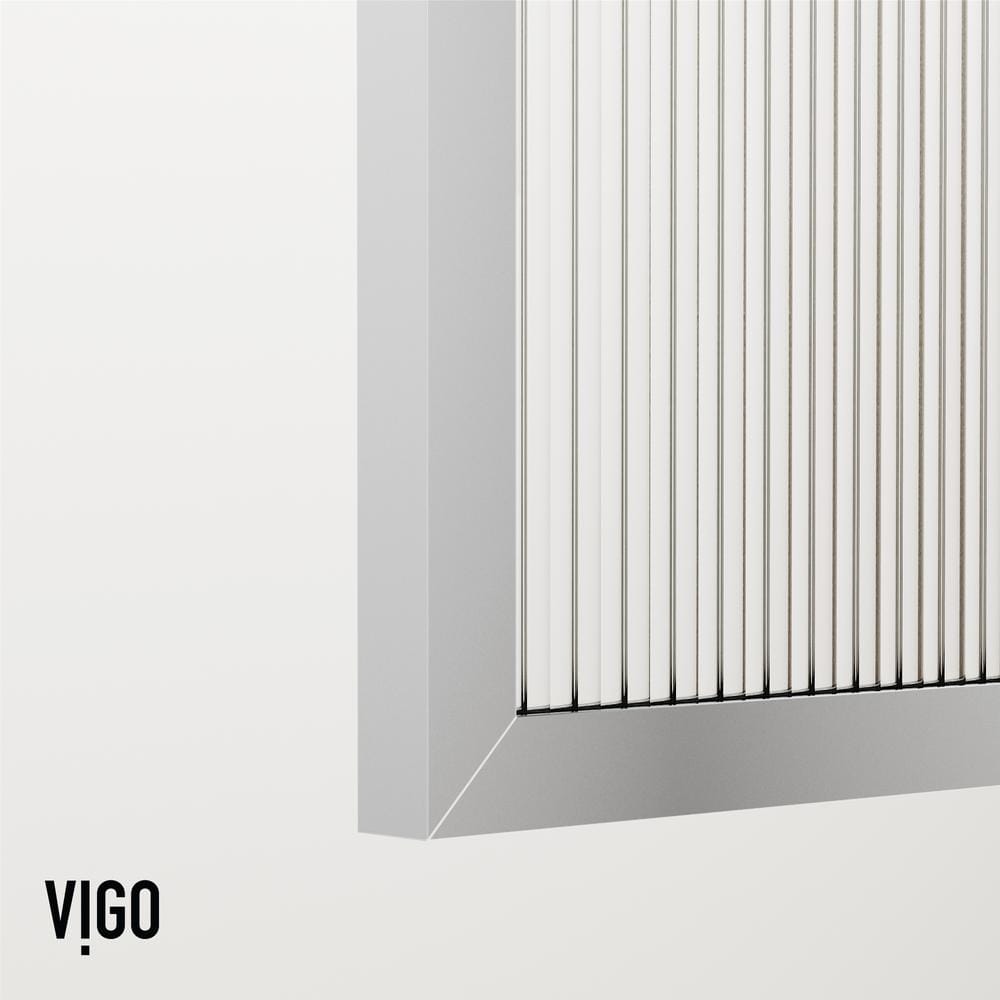 Meridian 34" W x 62" H Chrome Fluted Glass Shower Screen