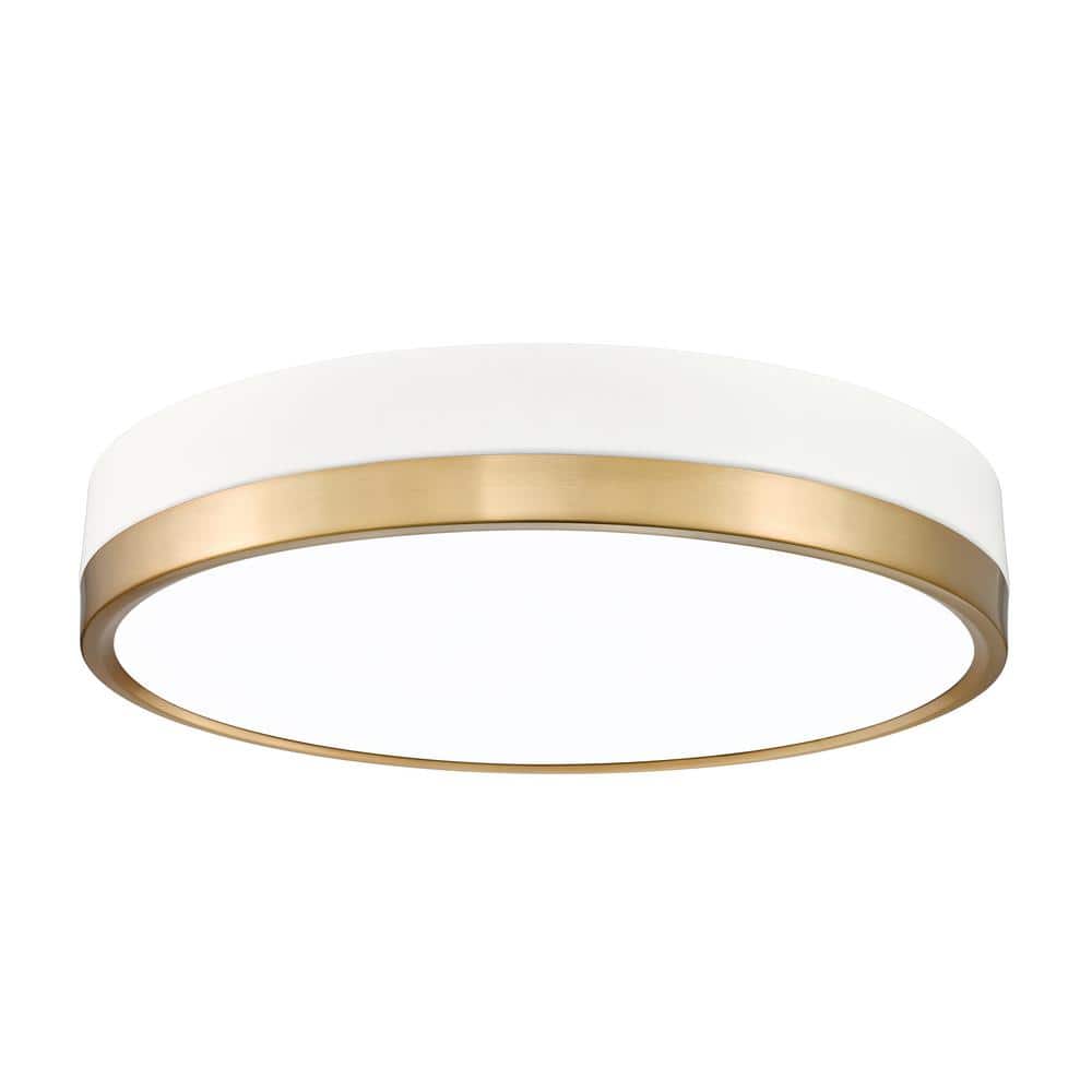 Algar 16 in. Matte White Plus Modern Gold Integrated LED Flush Mount with F