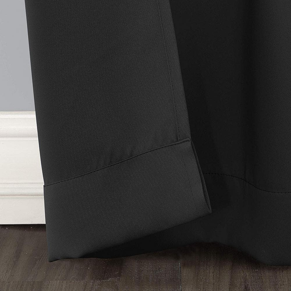 Black Polyester Blackout Grommet Curtain Panel for Windows